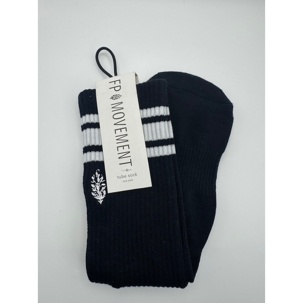 NWT Free People Movement Logo Stripe Tube Socks Black White LUCKY HONEY One Size - Picture 5 of 5